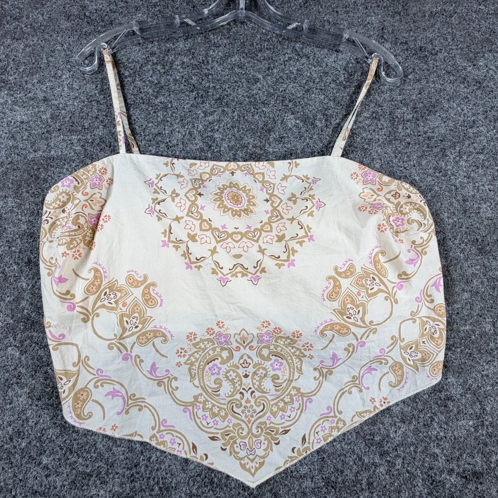 American Eagle Outfitters AE Bandana Top Womens M Cream Spaghetti Straps Boho